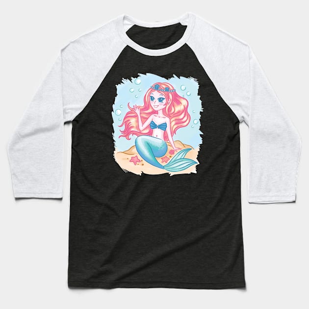 Cute girl Mermaid Baseball T-Shirt by AntiAntiFlorian